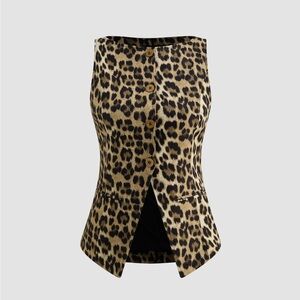 Cider Animal Print Button-Up Vest
